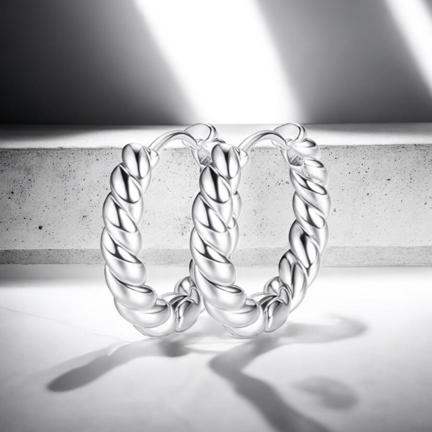 Silver Twist Effect Earrings