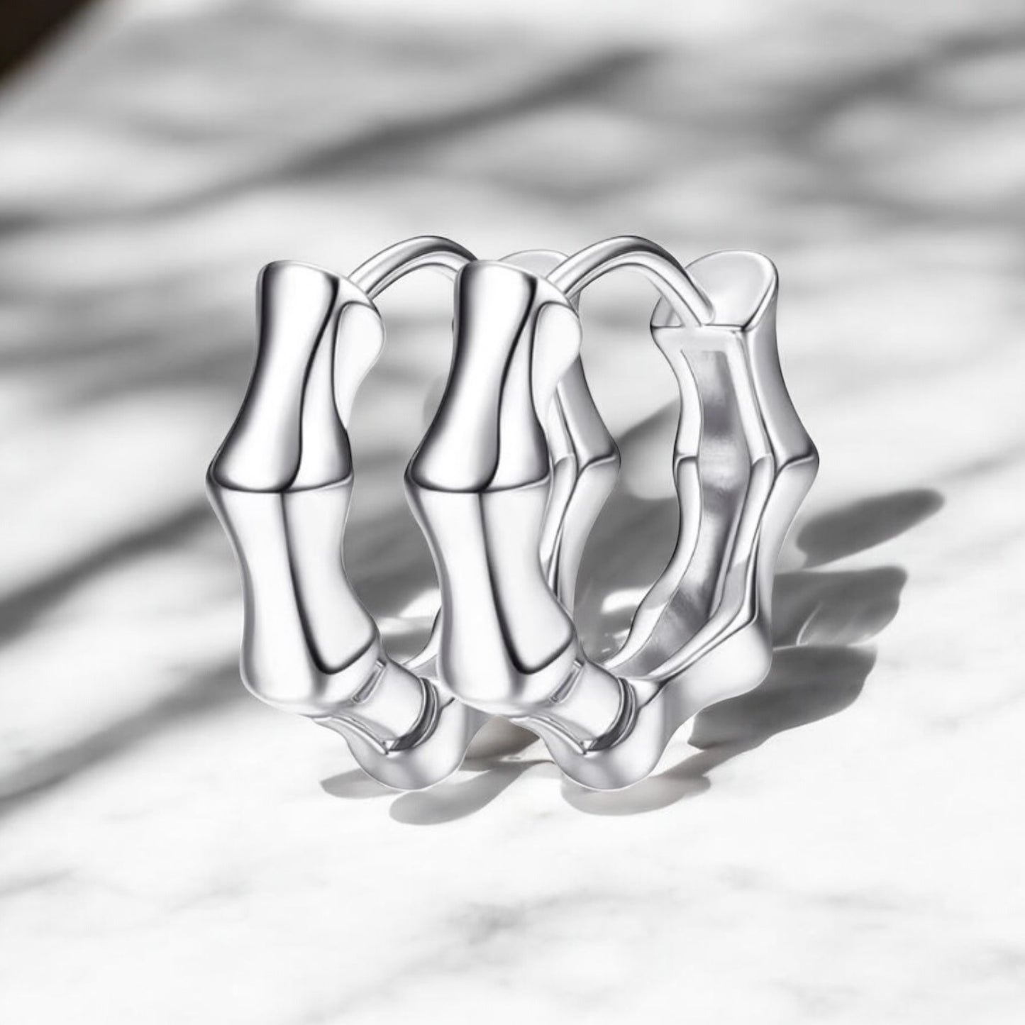 Silver Bone Effect Earrings