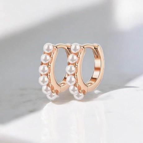 Rose Gold Pearl Earrings