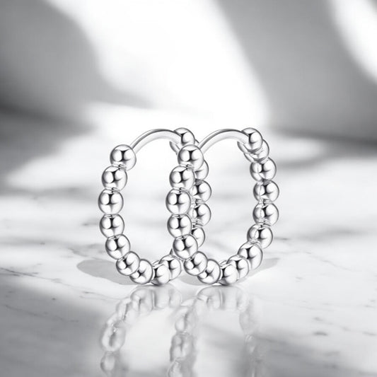 Silver Ball Hoop Earrings