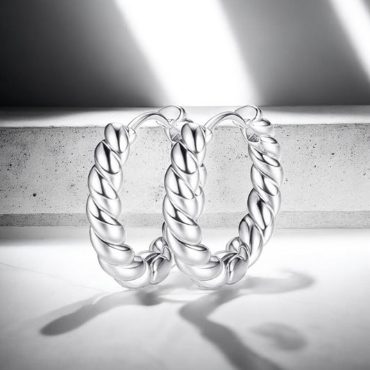 Silver Twist Effect Earrings